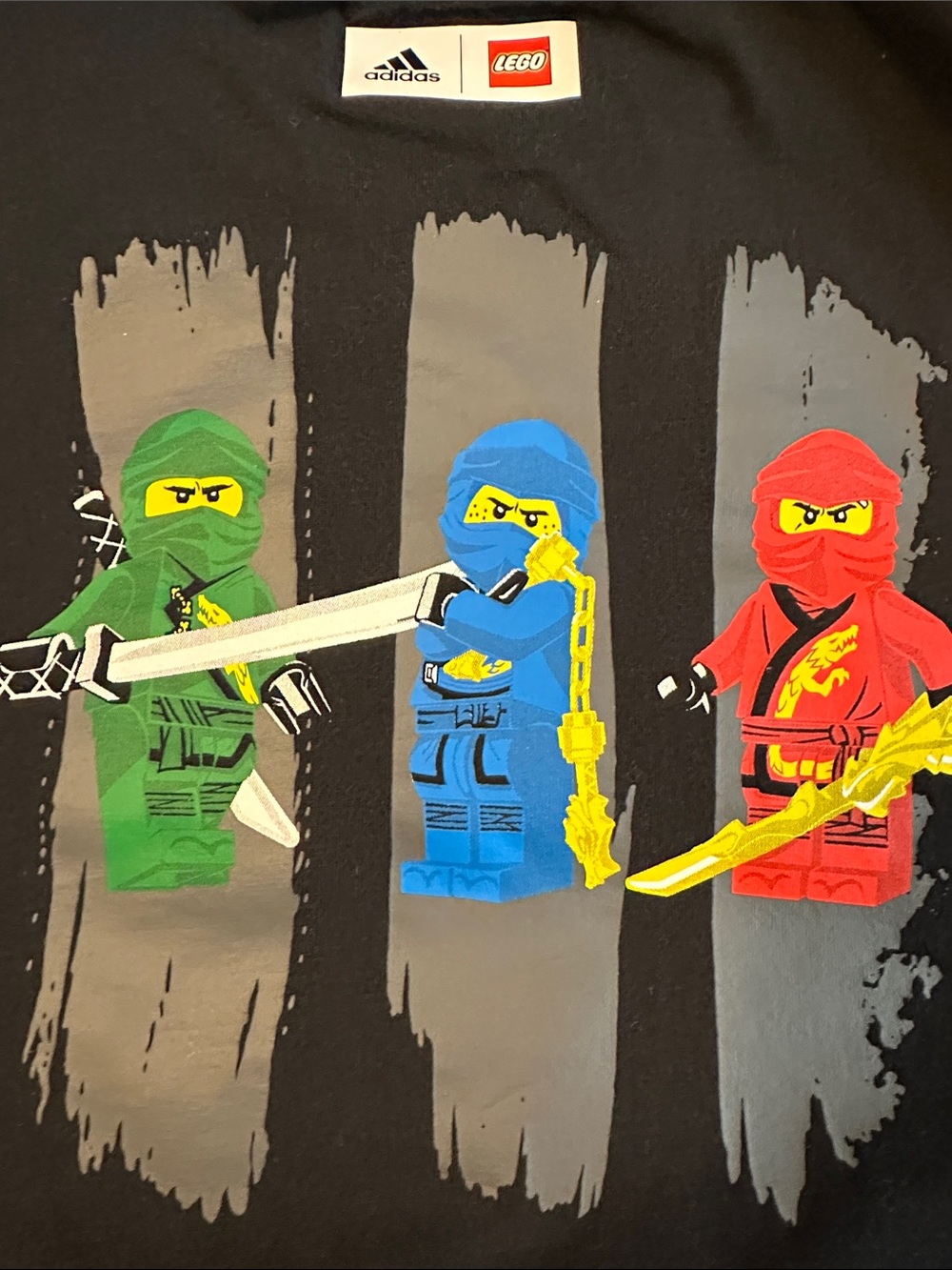 adidas / Lego collab - Black Tee with Green, Blue & Red Ninja Graphics - Picture 5 of 5